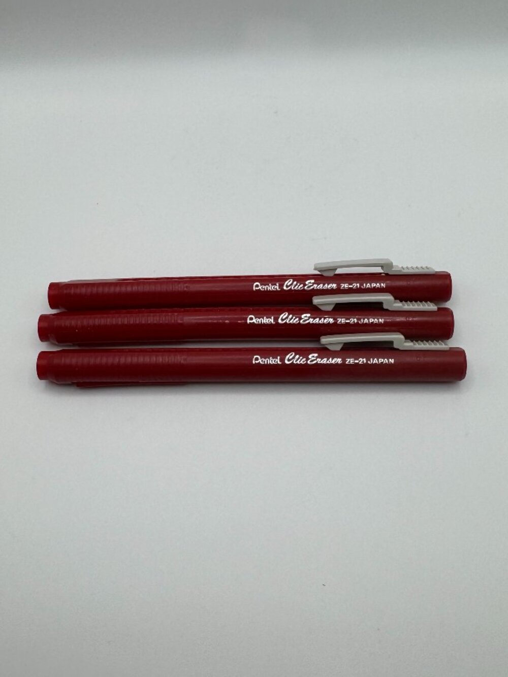 Pentel Clic ZE-21 Eraser Red Barrel Vintage Made in Japan - Lot of 3